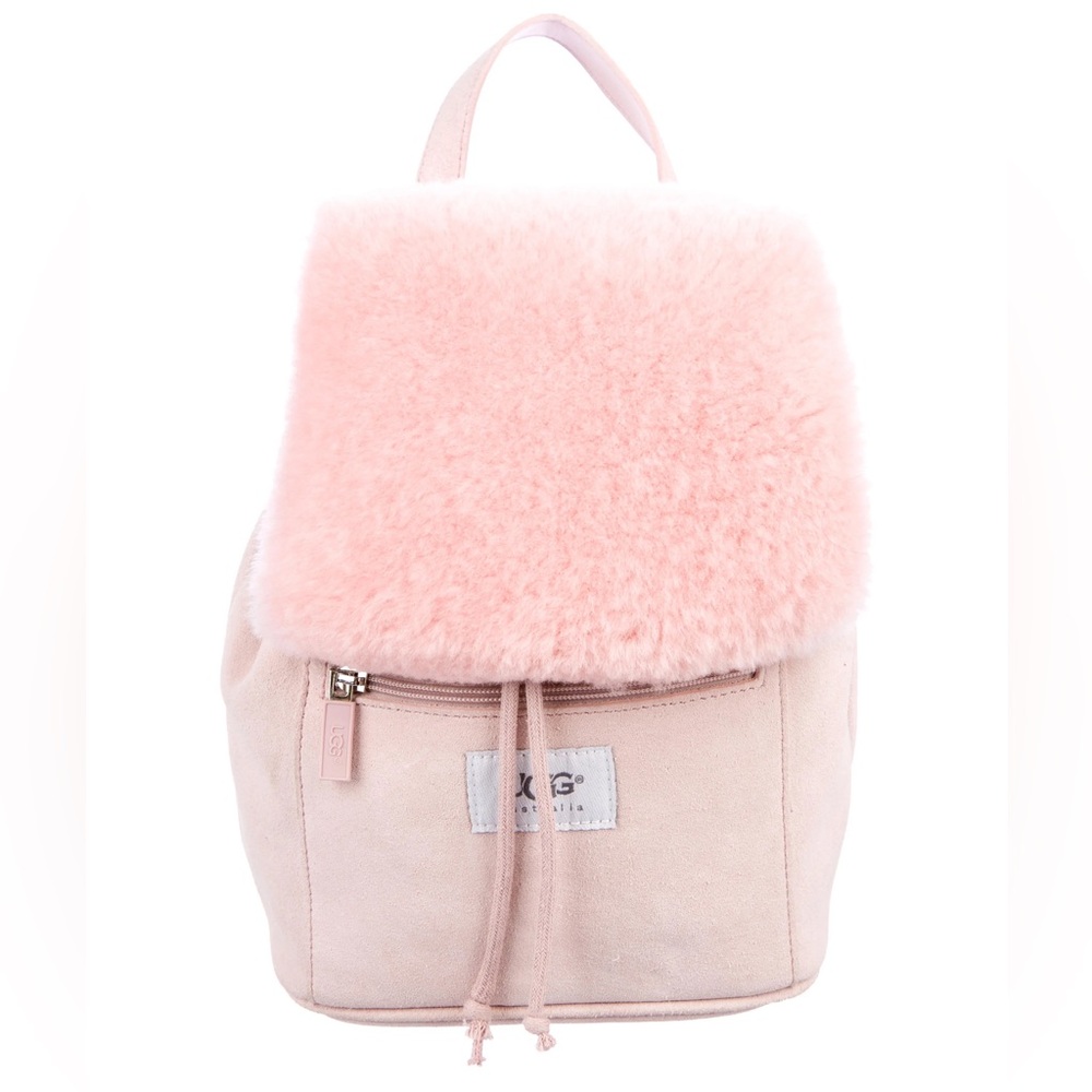 UGG Nordie Shearling Blush Pink Suede Leather Fluffy Backpack